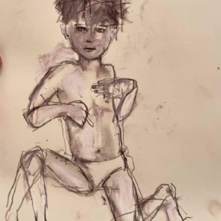 ילד/רישום עפרון על נייר